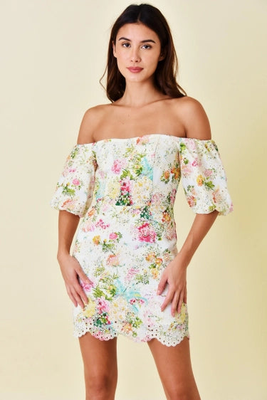 Cottage Core Garden Party Derby Floral Mini Dress