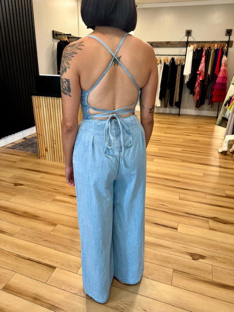 Washed Denim Jumpsuit