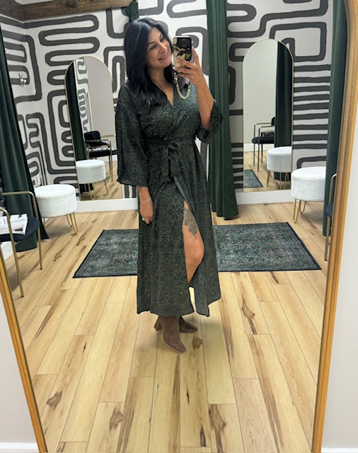 Kimono Style Wrap Long Dress